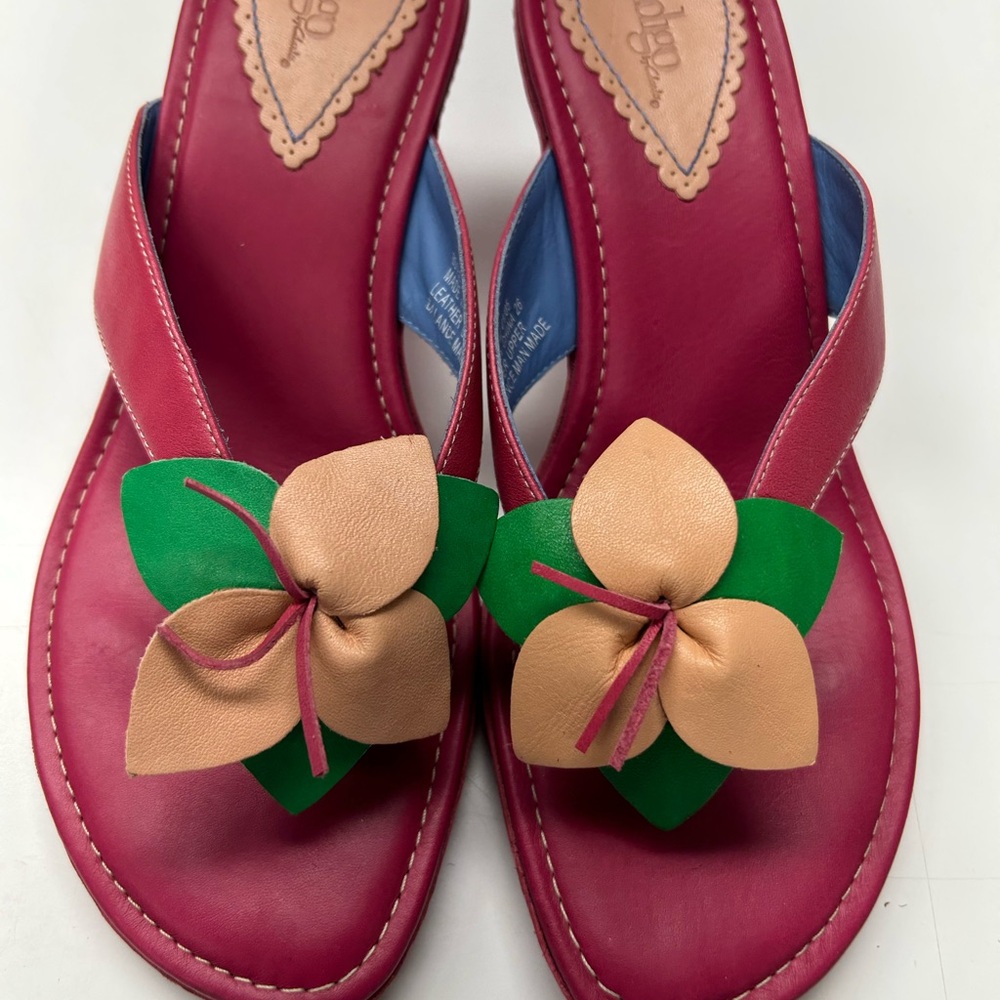 Indigo by Clark’s Pink and Green Slip-On Sandals with Bow Detail - Picture 3 of 3
